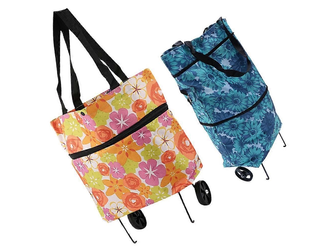 Bolsas de compra plegables con ruedas para guardar artículos, juego de 2. GOKOCO