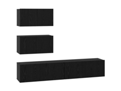MAISON EXCLUSIVE Conjunto de mueble para TV de 4 piezas, madera procesada de roble negro