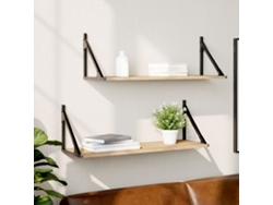 Estantes De Pared | Estante Flotante | Estantería Pared 2 Uds Roble Sonoma 80x25x25,5 Cm Madera De Ingeniería