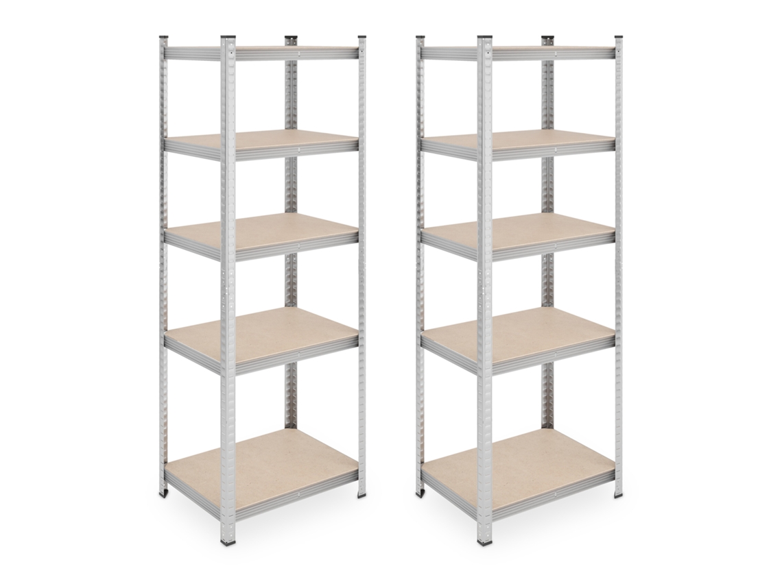 Relaxdays Set De 2 Estanterías Metálicas, Resiste 500 Kg, Acero, Cargas Pesadas, Sótano, 180 X 60 X 45 Cm, Plateado