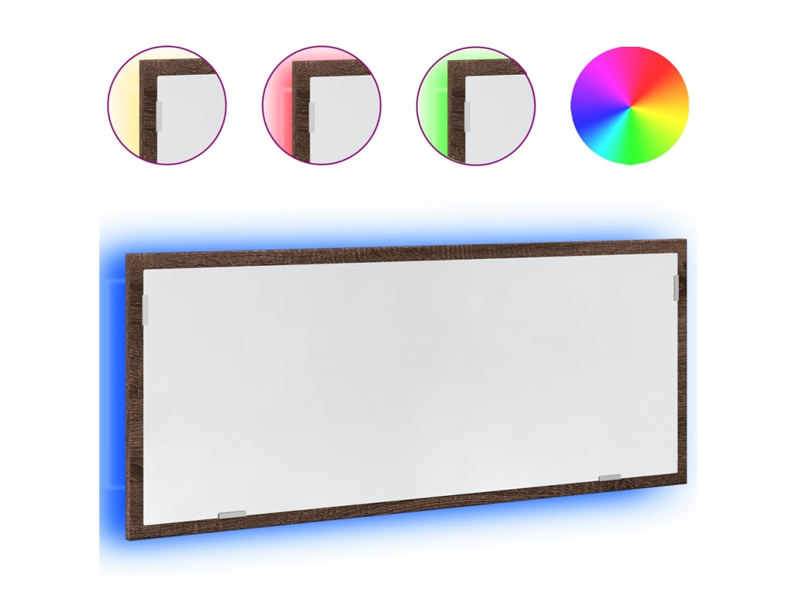 Maison Exclusive - Espejo De Baño Led Madera Ingeniería Roble Marrón 100x8,5x37 Cm