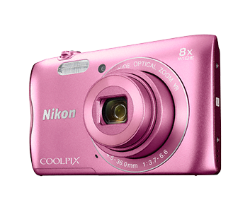 Cámara Nikon Coolpix a300 pantalla lcd 2.7 20.1mp zoom 8x lila de fotos digital 20mp rosa compacta 20 iso 80 1600 201 12.3 5152 3864pixeles