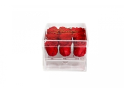 9 Rosas Naturales Preservadas Rojas LOVE Flowers - Colección Glassy Rose
