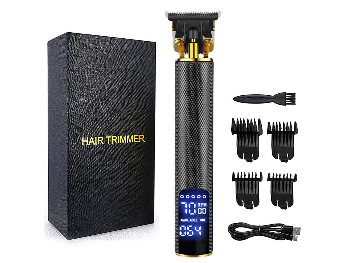 (negro) Cortadora De Pelo Lcd Con Carga Usb, Tijeras Para El Cabello