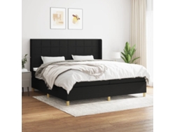 Cama Box Spring Con Colchón Tela Negro 200x200 Cm