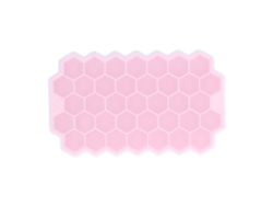 Bandeja De Silicona Para Cubitos De Hielo Con Tapa, 37 Cubitos, Moldes Apilables Aptos Para Alimentos, Color Rosa.