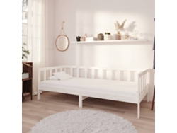 Sofá cama con colchón madera de pino maciza blanco 90x200 cm