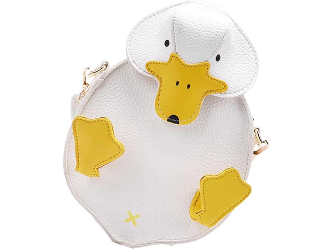 Bolso Pequeño De Hombro Con Estampado De Dibujos Animados En Piel Sintética Blanca Ligera, Portátil Para Mujer.