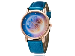 Reloj Analógico De Cuarzo Zhoulianfa Con Diseño De Cielo Estrellado Azul Y Correa De Cuero Sintético.