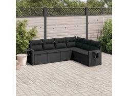 Conjunto de sofás de jardín de 6 piezas DKD Home Decor con cojines de mimbre negros