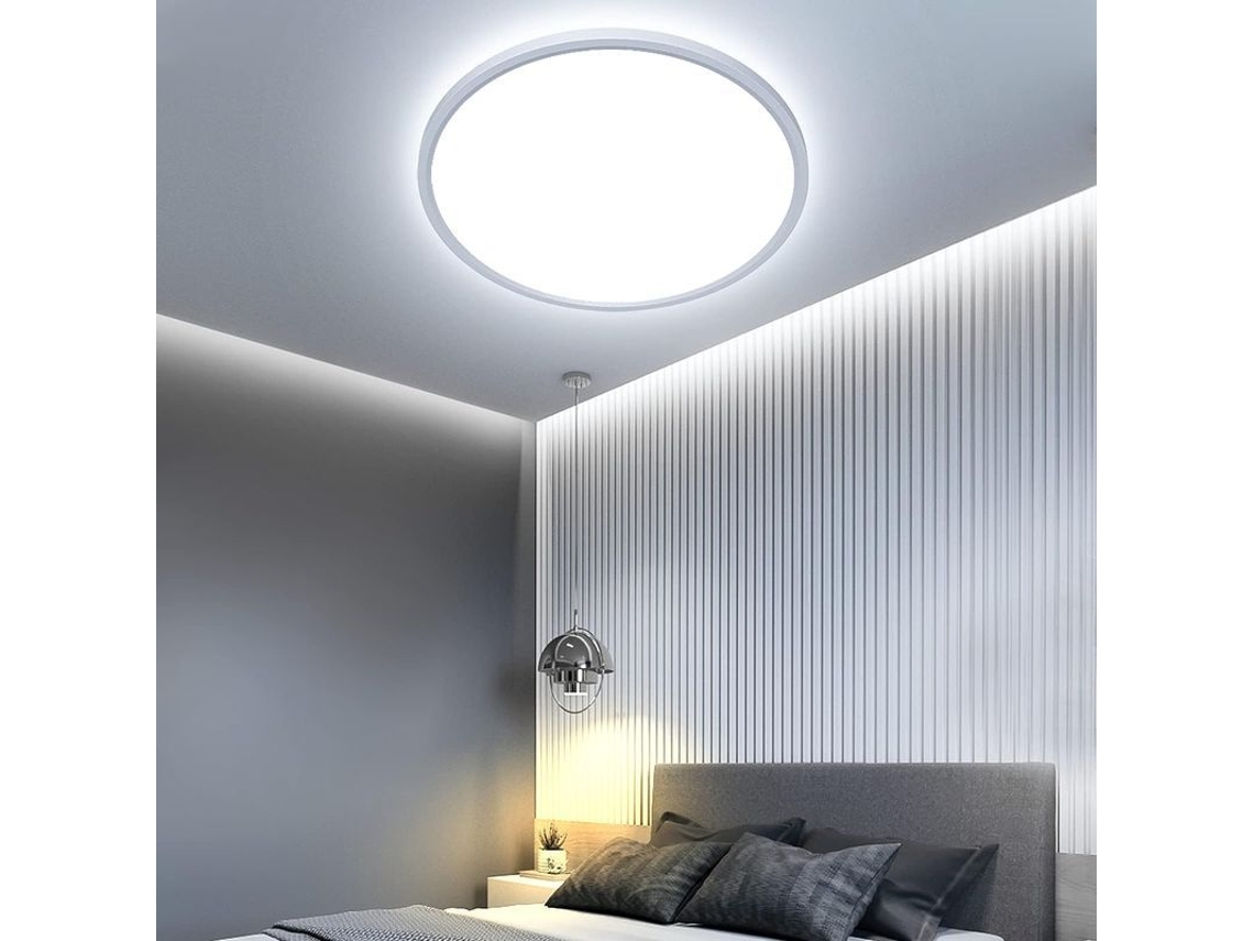 Lámpara De Techo Led Redonda, 24w, 6500k, 2400lm, Ip44, Ø23cm, Para Salón, Dormitorio Y Cocina.