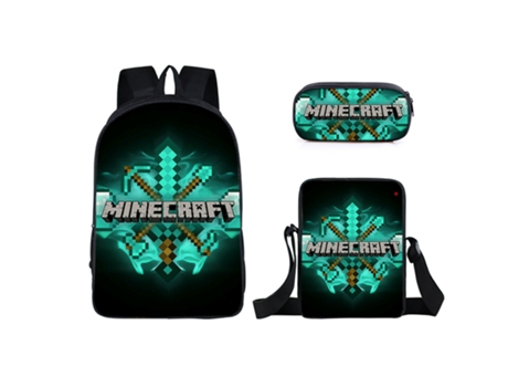 KOHREE Mochila escolar para estudiantes de Minecraft, juego de tres piezas