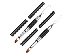 Pincel y aplicador de gel polivinílico de doble punta, 2 en 1, pincel y espátula para uñas, herramienta de acero inoxidable para uñas de gel y acrílicas (negro/2 piezas)