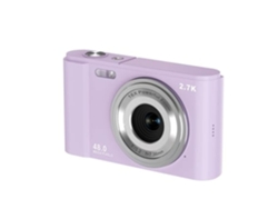Câmera digital Halinuia HD para fotografia doméstica, Full HD 2.7k, 48 MP, ampliação de 16x, violeta claro, cartão de memória de 32 GB.