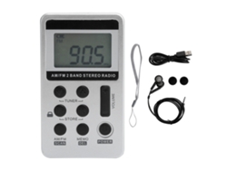 Rádio Portátil Profissional Qqt103 Fm/am Estéreo Com Display Lcd E Fone De Ouvido Prata