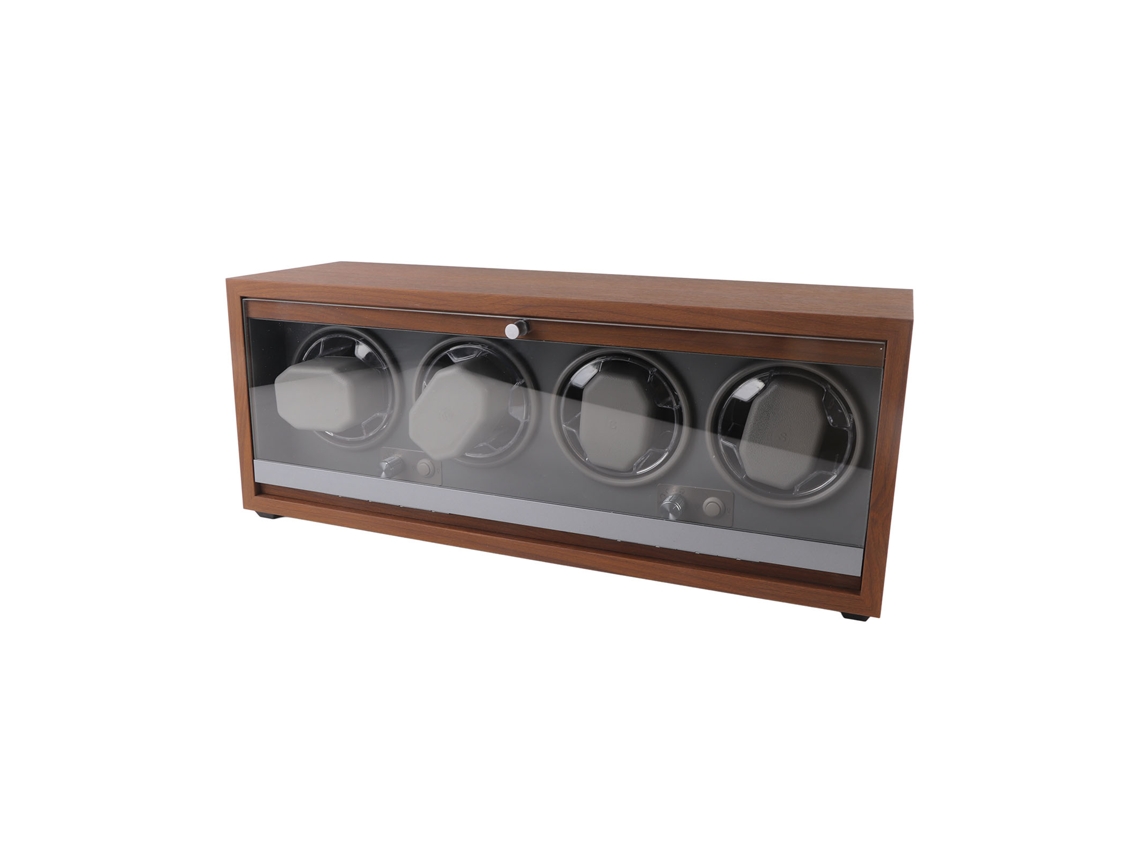 Caja para reloj automático con 4 posiciones, madera de nogal