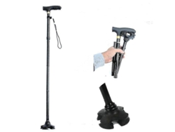 Bastón plegable Alpenstock para personas mayores, bastón de trekking ajustable con luz