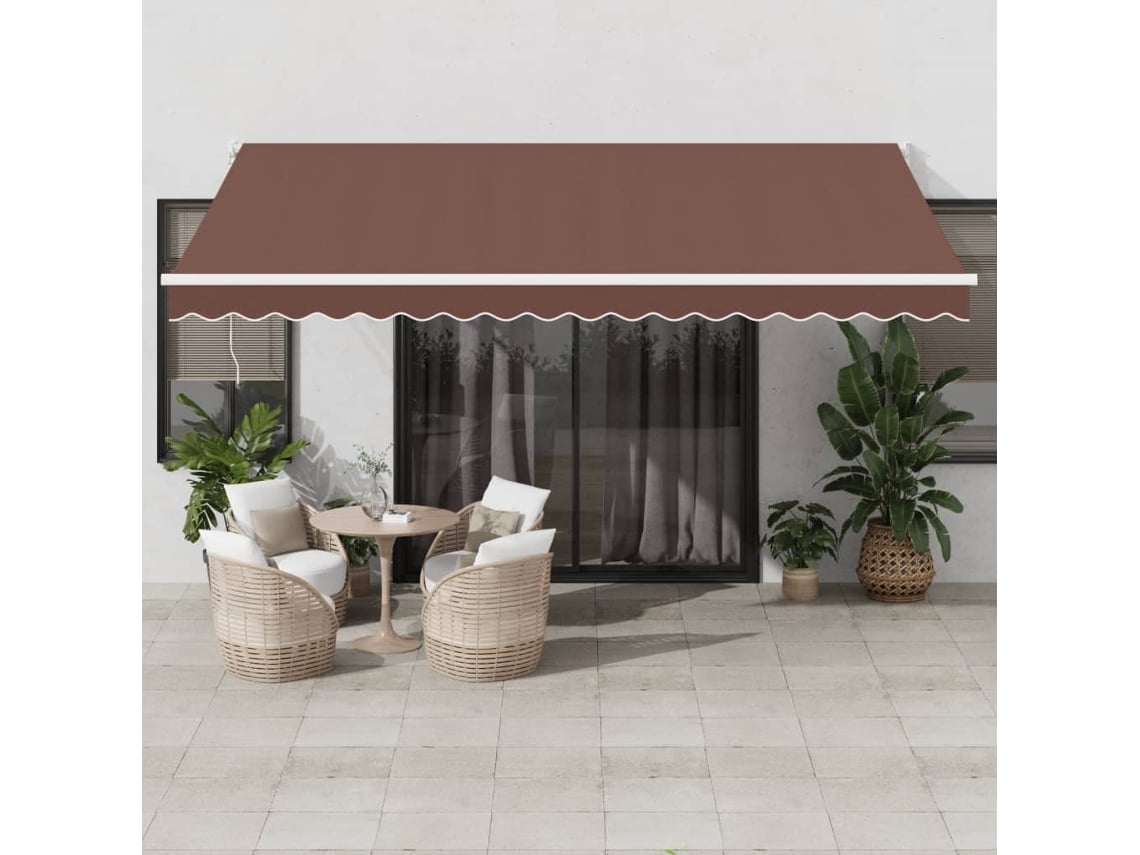 Toldo retráctil manual 450x300 cm marrón Dkd Home Decor