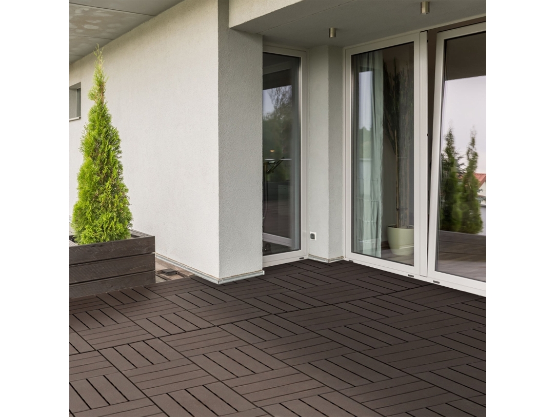 Baldosas Terraza 30x30 Clic Drenaje Balcón Marrón 9 Piezas