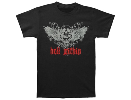 Camiseta ROCKINSTONE Hell Within con calavera alada (XXL)