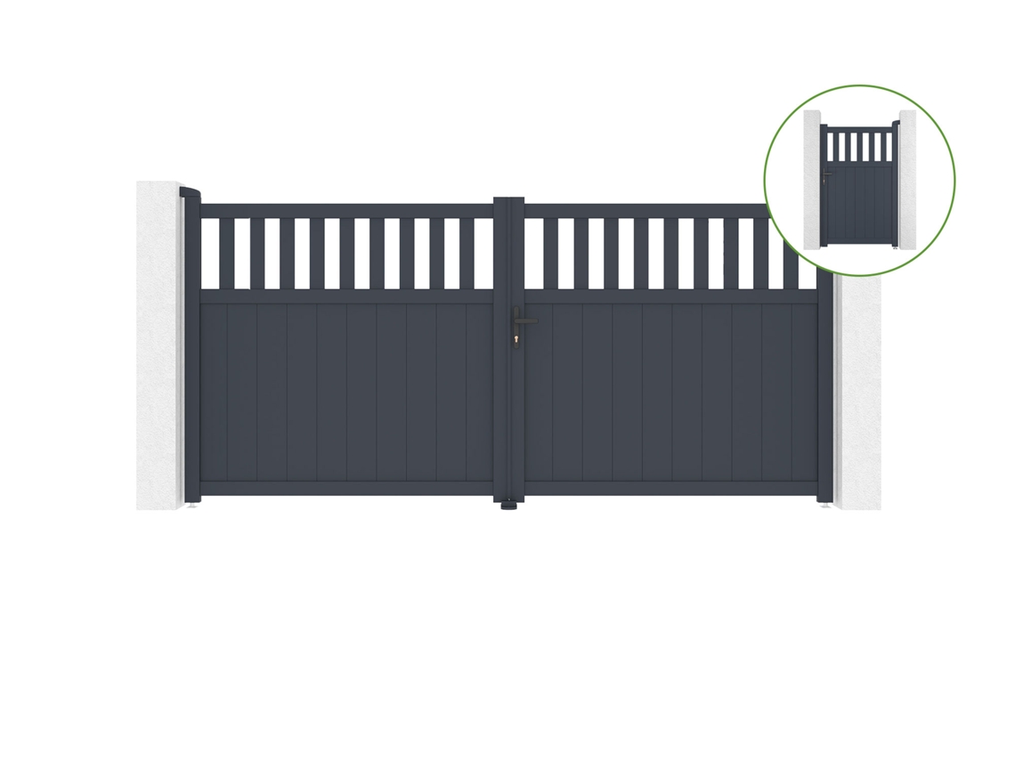 Puerta batiente de aluminio SANTIS H.160cm 3,4m cancela SANTIS H160 GRIS CASANOOV