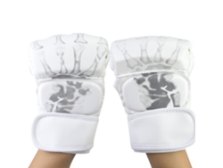 Guantes de boxeo de medio dedo, gruesos, para entrenamiento, sparring, saco de boxeo, protector de manos (blanco)