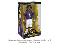 Figura Funko NFL: Ravens Lamar Jackson 12 Vinilo Gold Chase Ships 1 en 6