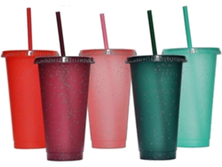 Vasos Reutilizables Con Pajita Y Tapa, 24 Oz, 5 Colores, Material Pp Alimentario, Ideal Para Fiesta Y Cumpleaños