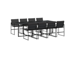 Maison Exclusive - Juego De Comedor De Jardín 9 Piezas Con Cojines Textileno Negro