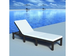 Tumbona con cojín Mueble para patio Asiento de jardín ratán sintético negro