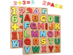 Rompecabezas De Madera Aptos Para Niños De 2 A 4 Años Con 20 Números Y 26 Letras Del Abecedario - 2025