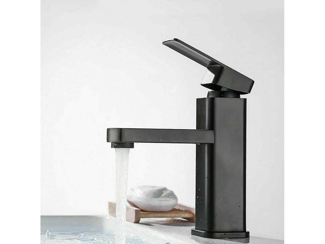Grifo Monomando Para Baño En Acero Inoxidable Negro Mate.