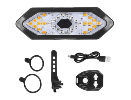 Luz trasera con señales de giro Control remoto inalámbrico alarma luz trasera USB recargable advertencia de seguridad luz de ciclismo (negro) CHRON...