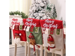 Fundas para sillas navideñas - Fundas para cenas navideñas con renos y muñeco de nieve de Papá Noel en 3D - 6 piezas AURUM