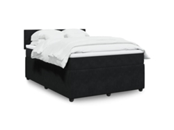 Cama Box Spring Con Colchón Terciopelo Negro 160x200 Cm
