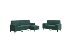 Maison Exclusive - Juego De Sofás Con Cojines 3 Piezas Terciopelo Verde Oscuro
