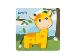 Rompecabezas de madera infantil de 3 piezas. Diseño de jirafa. Presa.