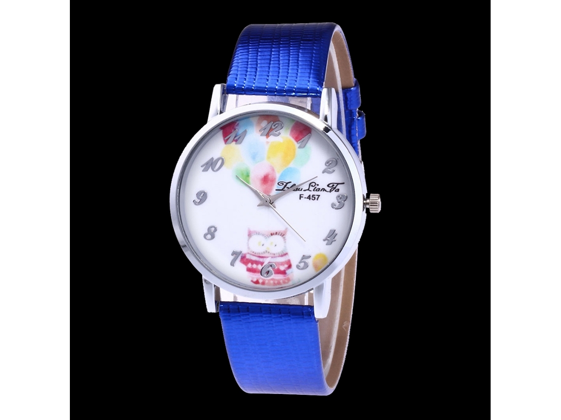 Reloj Infantil De Cuarzo Zhoulianfa Con Correa De Piel Con Estampado De Cocodrilo Y Globos Azules F-457x