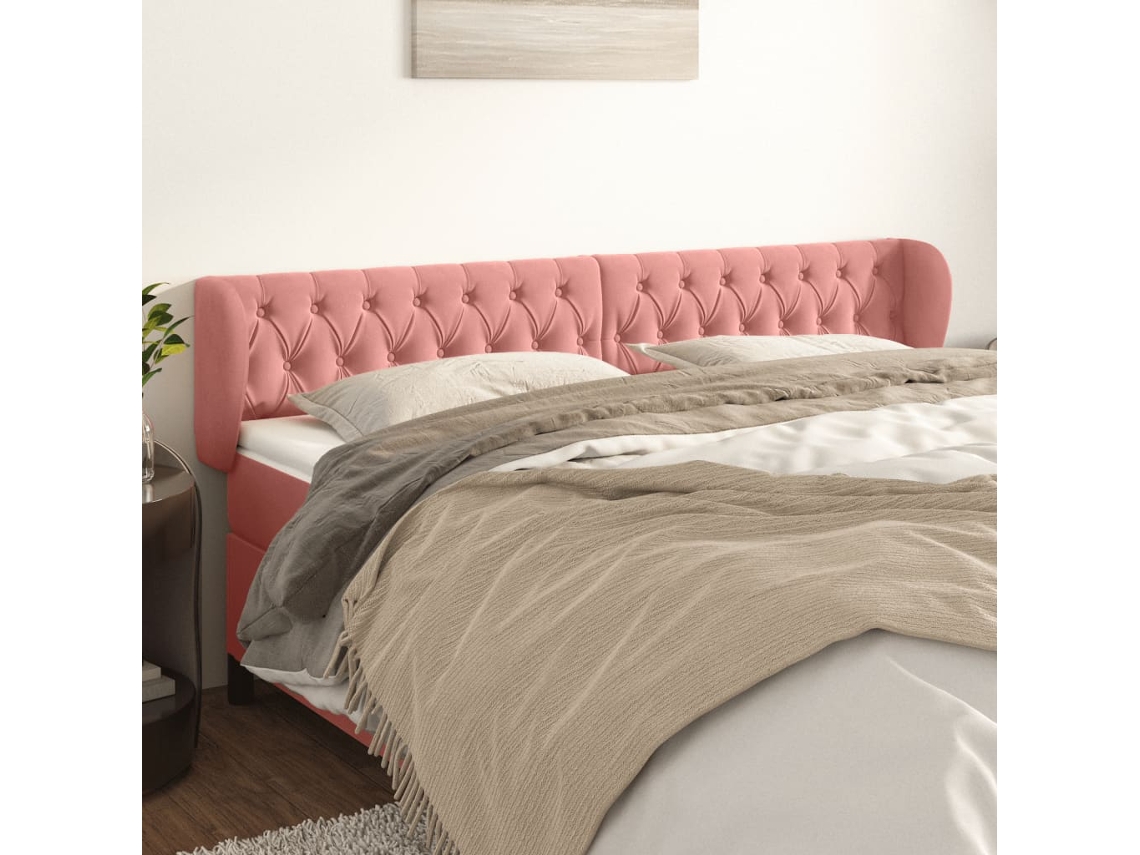 Cabecero De Terciopelo Rosa 183x23x78/88 Cm