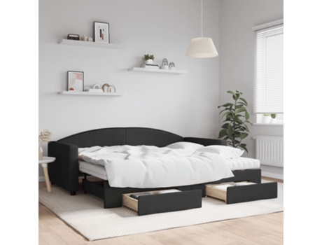 Cama con Cajones MAISON EXCLUSIVE Metal Tela Negro (90x200cm)