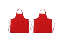 Recipiente impermeable para barbacoa y asado con correa ajustable, transpirable, suave, con bolsillo, para barbacoa y asado, 2 unidades, rojo.