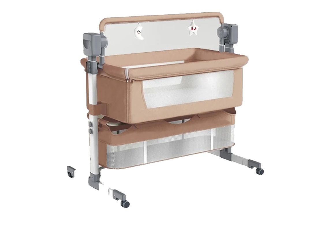 Cuna portátil para bebé, altura ajustable, eléctrica, color marrón, OEM
