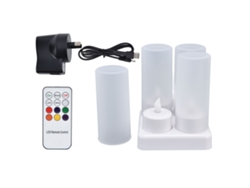 2026 Store-velas Led Sin Llama Recargables Con Control Remoto Y Base De Carga, Luces De Tea Light Coloridas Para Fiestas 100-240v