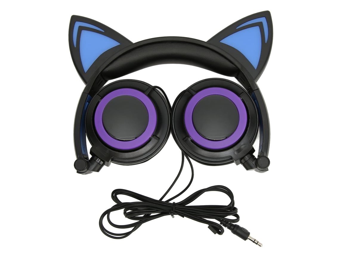 Auriculares Con Cable, Orejas De Gato, Bonito Diseño De Dibujos Animados, Luces Led Y Reducción De Ruido.