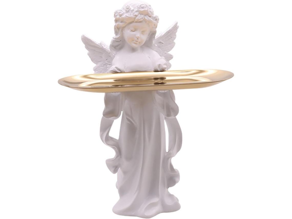 Bandeja Decorativa Con Estatua De Ángel, Elegante Organizador De Joyas Para El Hogar Y La Oficina, Idea De Regalo.