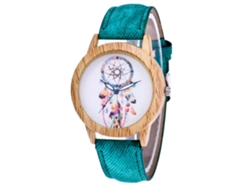 Reloj De Pulsera Analógico De Cuarzo Unisex De Mezclilla Verde, Estilo Moderno.