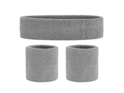Conjunto de 3 piezas Yuysan en tela de algodón, diadema y muñequeras deportivas, color blanco.