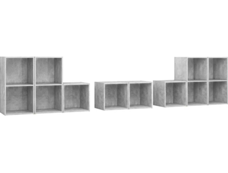 Conjunto 8 Muebles de salón VIDAXL madera de ingeniería gris hormigón