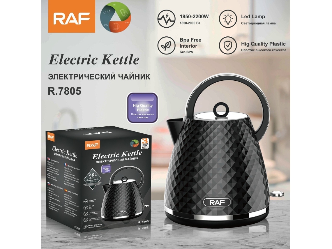 Hervidor eléctrico doméstico de acero inoxidable de 2 l con doble capa antiescaldaduras, Mdug