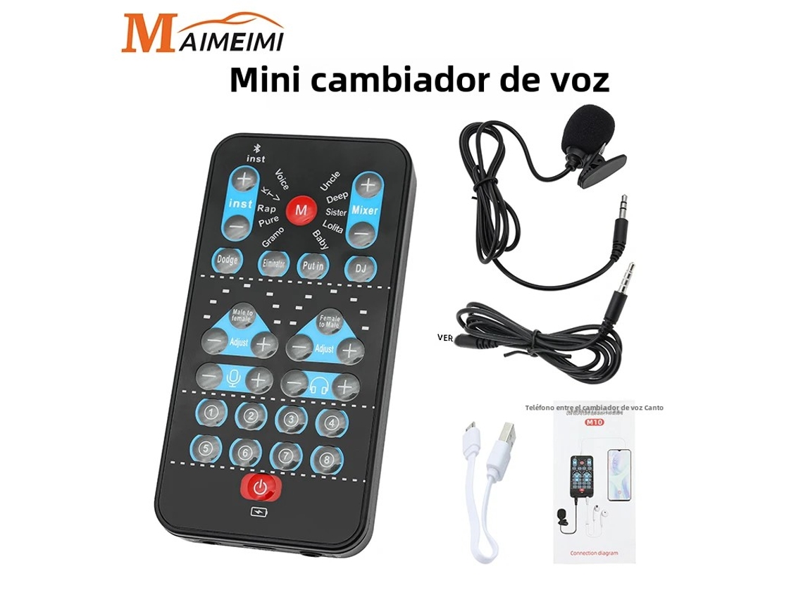 Un cambiador de voz multilingüe portátil y universal para karaoke, con control de volumen. Mdug